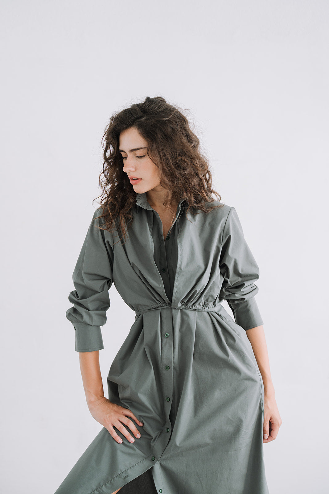 LONG SHIRT DRESS OLIVINE