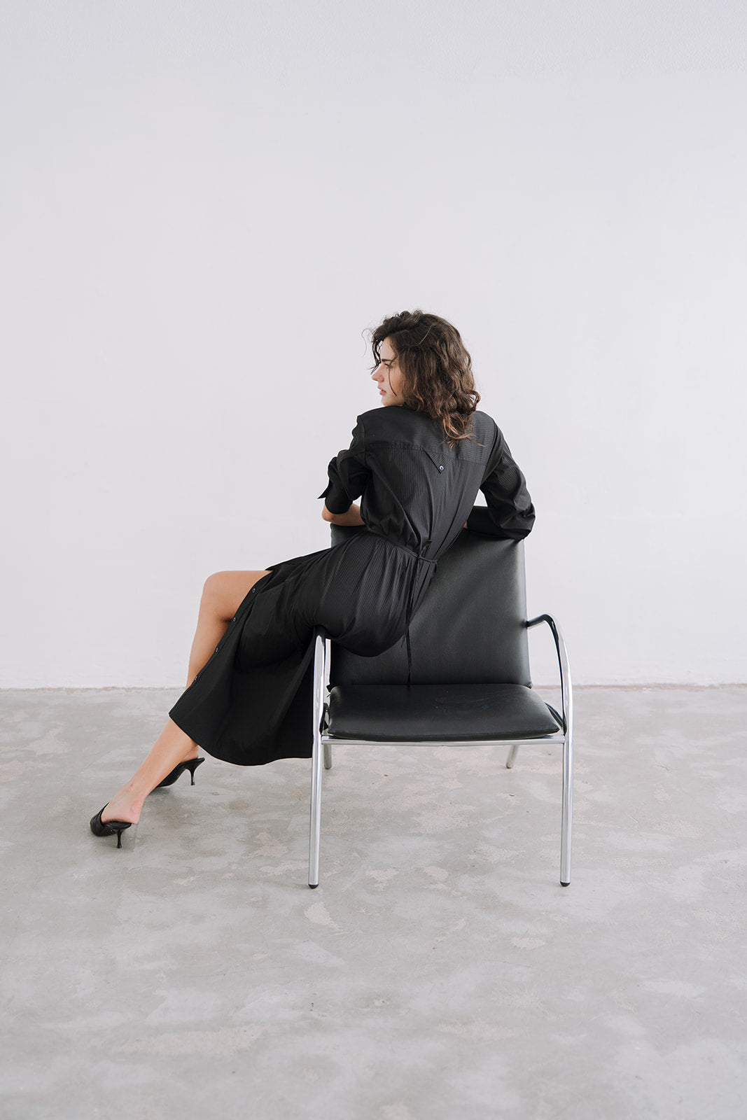 LONG SHIRT DRESS BLACK