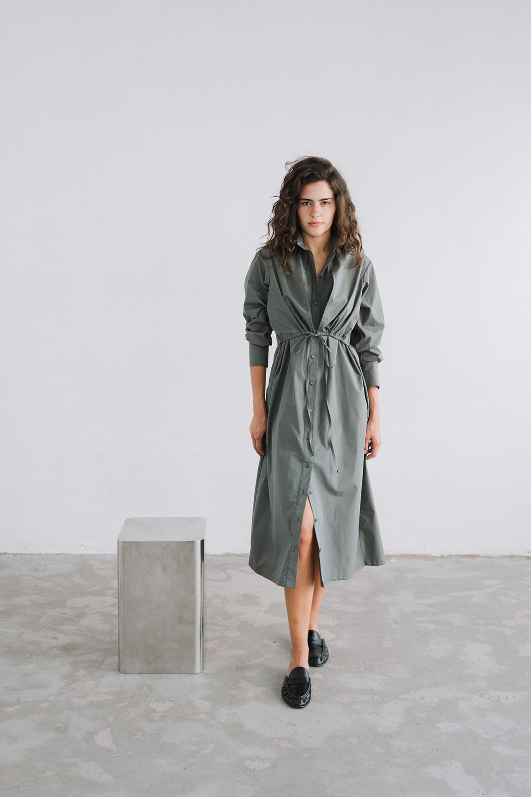 LONG SHIRT DRESS OLIVINE