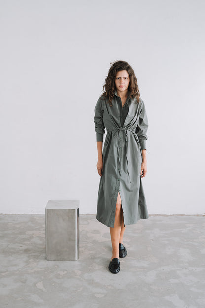 LONG SHIRT DRESS OLIVINE