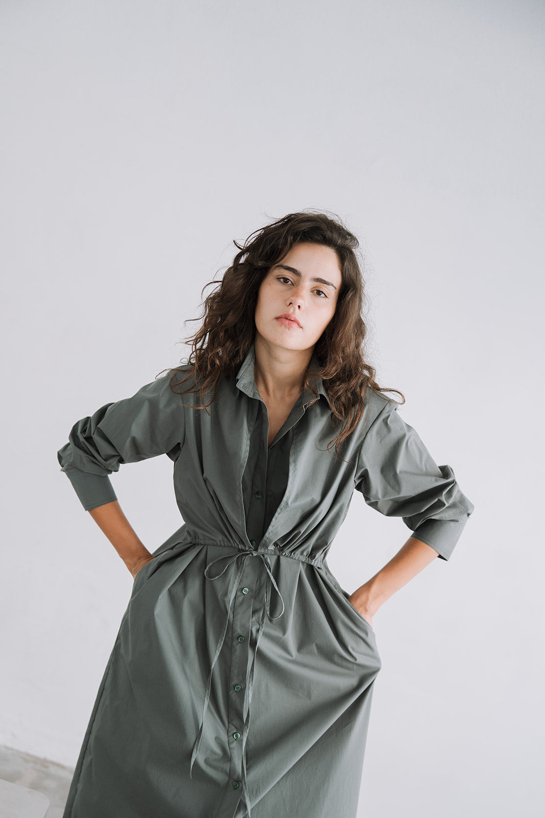 LONG SHIRT DRESS OLIVINE