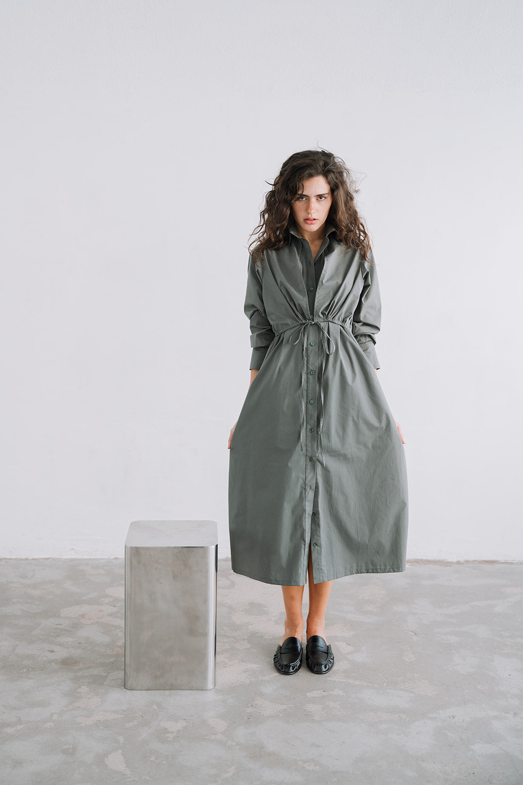 LONG SHIRT DRESS OLIVINE