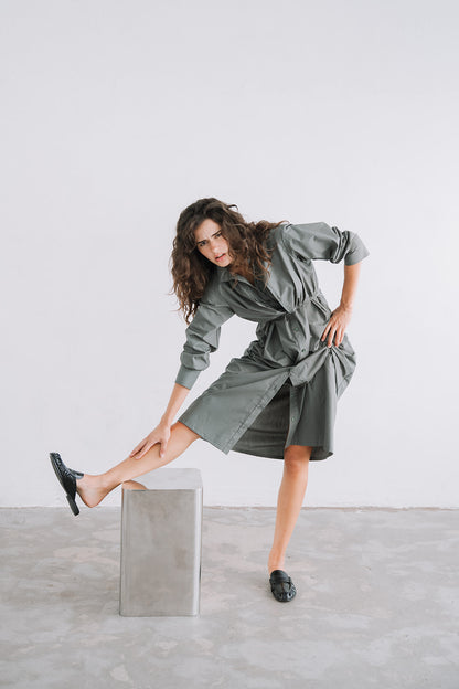 LONG SHIRT DRESS OLIVINE