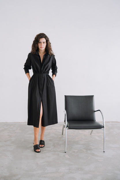 LONG SHIRT DRESS BLACK